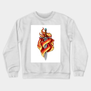 Sword Burning in a Flame Tattoo Crewneck Sweatshirt